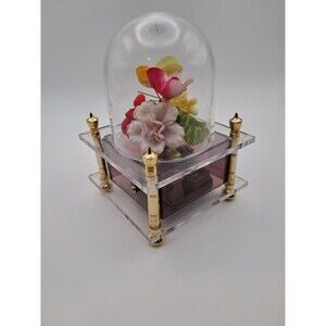 Lucite Butterfly Flower Music Box Japan Plays Where Do I Begin Love Story